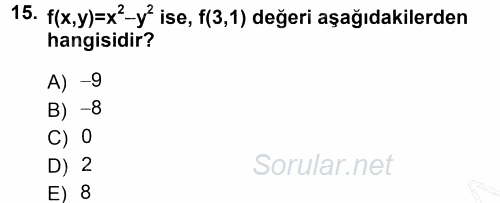 Matematik 1 2012 - 2013 Dönem Sonu Sınavı 15.Soru