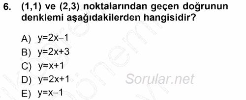 Matematik 1 2012 - 2013 Dönem Sonu Sınavı 6.Soru