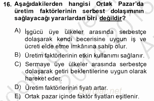 Uluslararası İktisat 2014 - 2015 Ara Sınavı 16.Soru