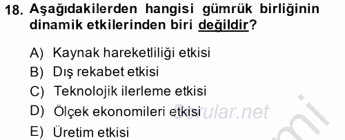 Uluslararası İktisat 2014 - 2015 Ara Sınavı 18.Soru