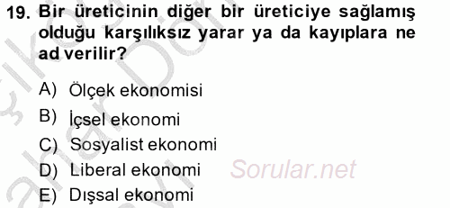 Uluslararası İktisat 2014 - 2015 Ara Sınavı 19.Soru