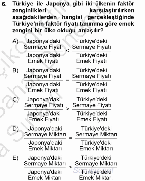 Uluslararası İktisat 2014 - 2015 Ara Sınavı 6.Soru