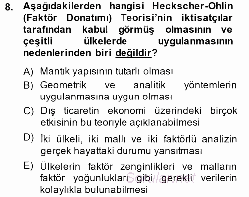Uluslararası İktisat 2014 - 2015 Ara Sınavı 8.Soru