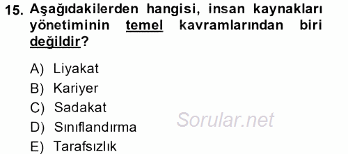 Kamu Yönetimi 2014 - 2015 Dönem Sonu Sınavı 15.Soru