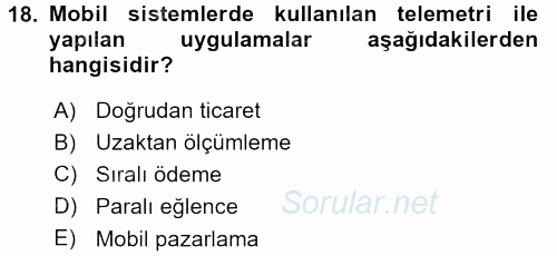 Yeni İletişim Teknolojileri 2015 - 2016 Tek Ders Sınavı 18.Soru