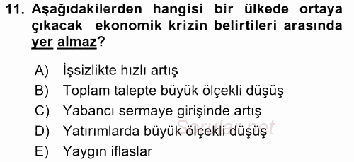 Uluslararası Ekonomi Politik 2017 - 2018 3 Ders Sınavı 11.Soru
