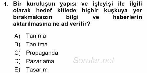 Halkla İlişkiler Yazarlığı 2015 - 2016 Ara Sınavı 1.Soru