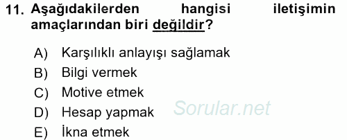 Halkla İlişkiler Yazarlığı 2015 - 2016 Ara Sınavı 11.Soru