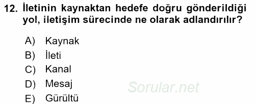 Halkla İlişkiler Yazarlığı 2015 - 2016 Ara Sınavı 12.Soru