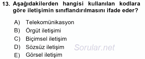 Halkla İlişkiler Yazarlığı 2015 - 2016 Ara Sınavı 13.Soru