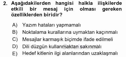 Halkla İlişkiler Yazarlığı 2015 - 2016 Ara Sınavı 2.Soru