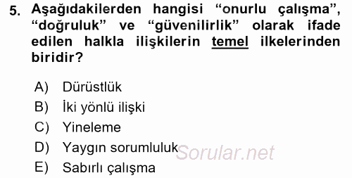 Halkla İlişkiler Yazarlığı 2015 - 2016 Ara Sınavı 5.Soru