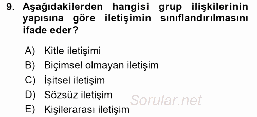 Halkla İlişkiler Yazarlığı 2015 - 2016 Ara Sınavı 9.Soru