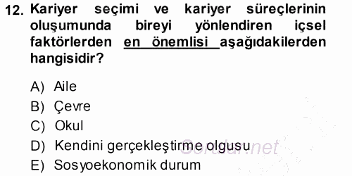 Performans ve Kariyer Yönetimi 2013 - 2014 Dönem Sonu Sınavı 12.Soru