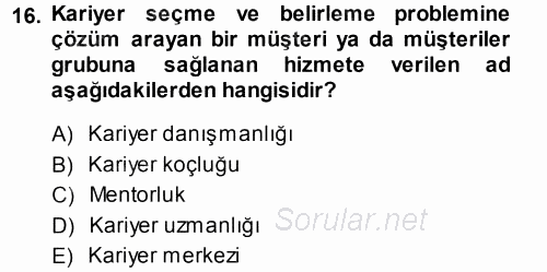 Performans ve Kariyer Yönetimi 2013 - 2014 Dönem Sonu Sınavı 16.Soru