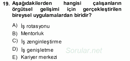 Performans ve Kariyer Yönetimi 2013 - 2014 Dönem Sonu Sınavı 19.Soru
