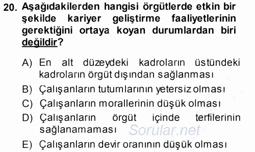 Performans ve Kariyer Yönetimi 2013 - 2014 Dönem Sonu Sınavı 20.Soru