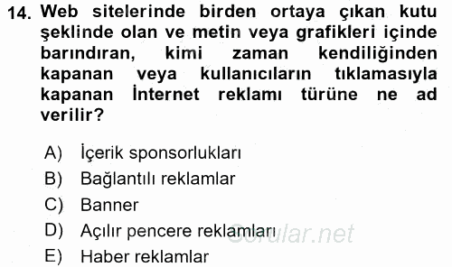 İnternet Yayıncılığı 2015 - 2016 Dönem Sonu Sınavı 14.Soru