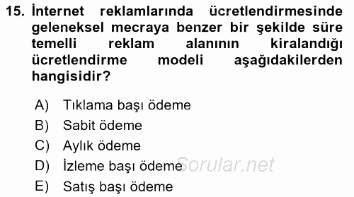 İnternet Yayıncılığı 2015 - 2016 Dönem Sonu Sınavı 15.Soru