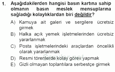 Medyada Çalışma Hayatı 2012 - 2013 Ara Sınavı 1.Soru