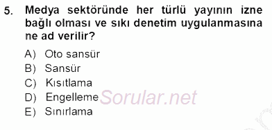 Medyada Çalışma Hayatı 2012 - 2013 Ara Sınavı 5.Soru