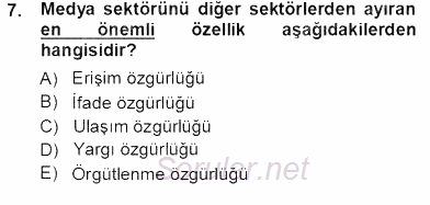 Medyada Çalışma Hayatı 2012 - 2013 Ara Sınavı 7.Soru