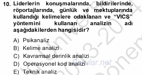 Diş Politika Analizi 2013 - 2014 Dönem Sonu Sınavı 10.Soru
