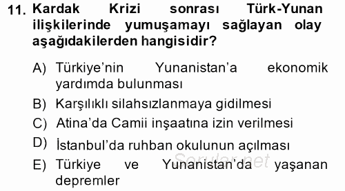 Diş Politika Analizi 2013 - 2014 Dönem Sonu Sınavı 11.Soru