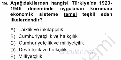 Diş Politika Analizi 2013 - 2014 Dönem Sonu Sınavı 19.Soru