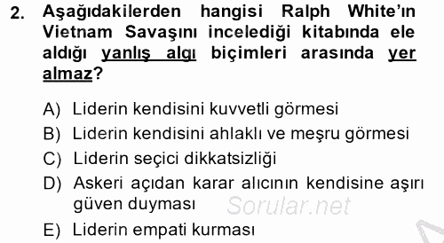 Diş Politika Analizi 2013 - 2014 Dönem Sonu Sınavı 2.Soru