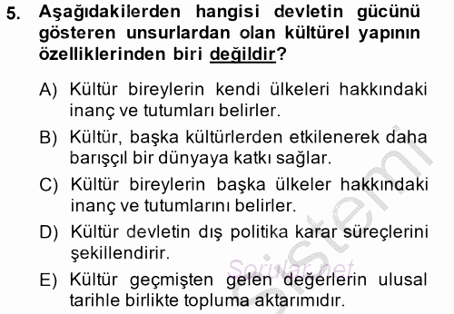 Diş Politika Analizi 2013 - 2014 Dönem Sonu Sınavı 5.Soru