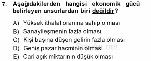 Diş Politika Analizi 2013 - 2014 Dönem Sonu Sınavı 7.Soru