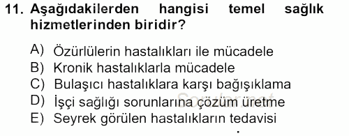 Temel Sağlık Hizmetleri 2012 - 2013 Dönem Sonu Sınavı 11.Soru