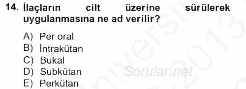 Temel Sağlık Hizmetleri 2012 - 2013 Dönem Sonu Sınavı 14.Soru