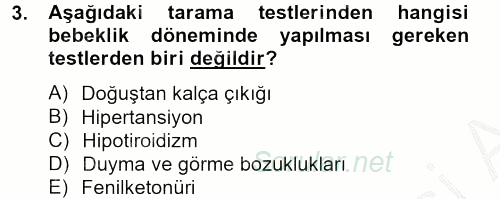 Temel Sağlık Hizmetleri 2012 - 2013 Dönem Sonu Sınavı 3.Soru
