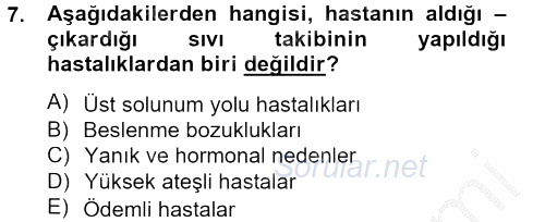 Temel Sağlık Hizmetleri 2012 - 2013 Dönem Sonu Sınavı 7.Soru
