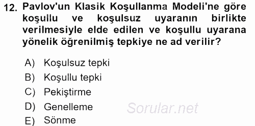 Davranış Bilimleri 2 2015 - 2016 Dönem Sonu Sınavı 12.Soru