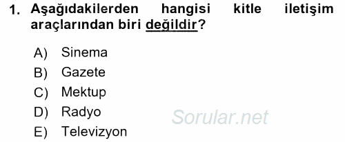 Pazarlama İletişimi 2015 - 2016 Tek Ders Sınavı 1.Soru