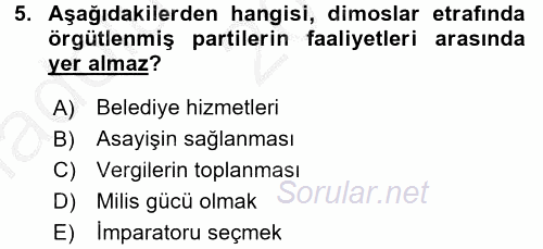 Bizans Tarihi 2016 - 2017 Ara Sınavı 5.Soru