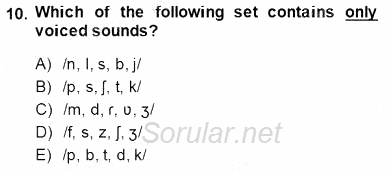 Türkçe Ses Ve Biçim Bilgisi 2014 - 2015 Ara Sınavı 10.Soru