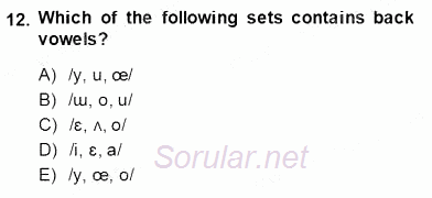 Türkçe Ses Ve Biçim Bilgisi 2014 - 2015 Ara Sınavı 12.Soru