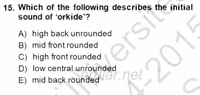 Türkçe Ses Ve Biçim Bilgisi 2014 - 2015 Ara Sınavı 15.Soru