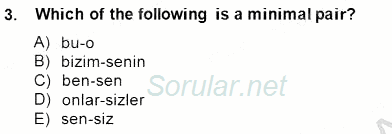 Türkçe Ses Ve Biçim Bilgisi 2014 - 2015 Ara Sınavı 3.Soru