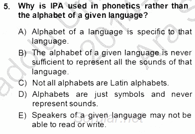 Türkçe Ses Ve Biçim Bilgisi 2014 - 2015 Ara Sınavı 5.Soru