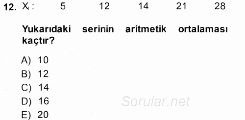 İstatistik 1 2013 - 2014 Ara Sınavı 12.Soru