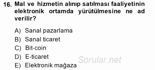 Çağdaş Lojistik Uygulamaları 2014 - 2015 Dönem Sonu Sınavı 16.Soru