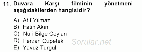 Film ve Video Kültürü 2012 - 2013 Ara Sınavı 11.Soru