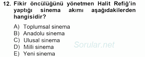 Film ve Video Kültürü 2012 - 2013 Ara Sınavı 12.Soru