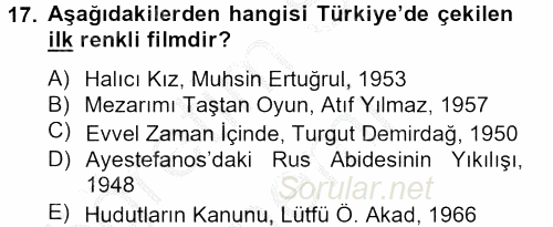 Film ve Video Kültürü 2012 - 2013 Ara Sınavı 17.Soru
