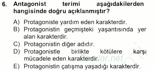 Film ve Video Kültürü 2012 - 2013 Ara Sınavı 6.Soru